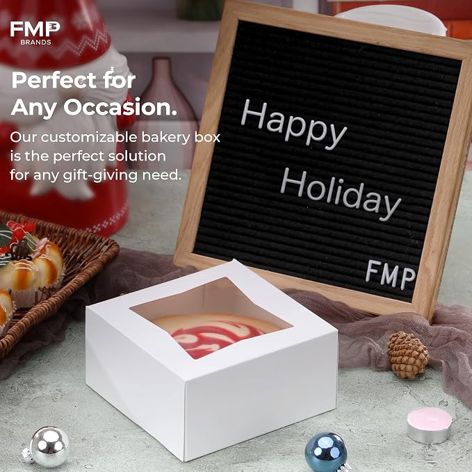 Fit Meal Prep 25 Pack Bakery Boxes with Window 6x6x4