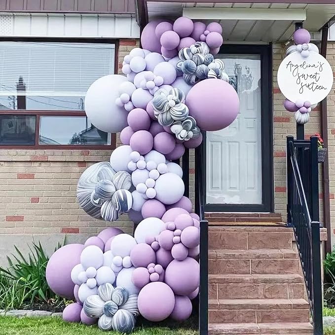 Voircoloria 105pcs Pastel Purple Balloons 12inch Party Latex Balloons for Boys Girls Birthday Baby Shower Gender Reveal Wedding Sunflower Party Decorations