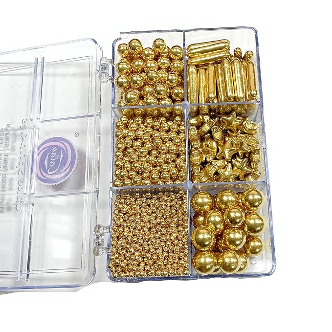 Homipooty Gold Pearl Sugar Sprinkles 130g/4.58oz Gold Pearl Star Sprinkles For Cake Decorations Wedding，Cookies，Ice Cream, Cupcake Toppers, Halloween Christmas Supplies