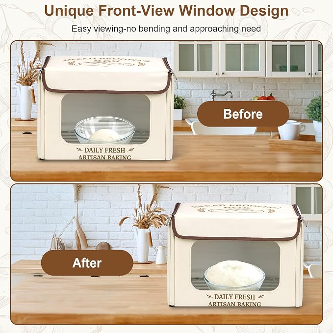 Antner Folding Bread Proofing Box with 70-131°F Temp Control & 99H Timer, Front-View Window Sourdough Proofing Box, Dough Proofer with Metal Rack for Sourdough, Pizza, Bread Baking, Yogurt, Kombucha