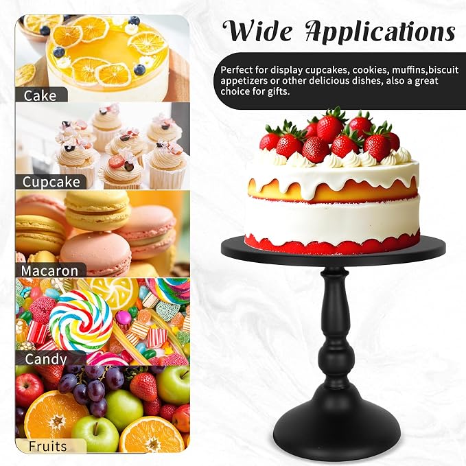 Fivenl 8 Pcs Cake Stand Black Metal Dessert Table Display Set, 3-Tier Cupcake Stand, Cake Display Tower and Cookie Tray Rack Serving Tray for Birthday Party, Weddings, Baby Shower (Black)