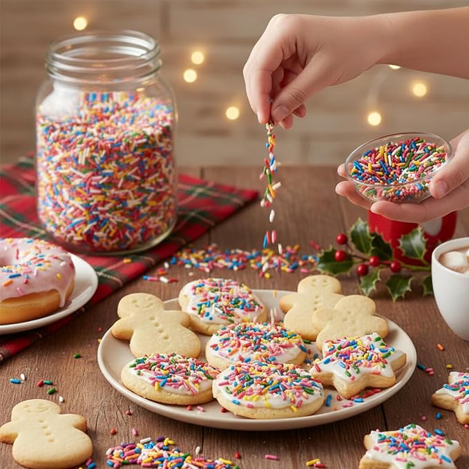 Sarah's Candy Factory Rainbow Assorted Colorful Sprinkles Bulk 2.2 Pounds | Kosher Holiday Jimmies - Assorted for Baking Toppings for Cookies, Cakes, Cupcakes, and More in Bag