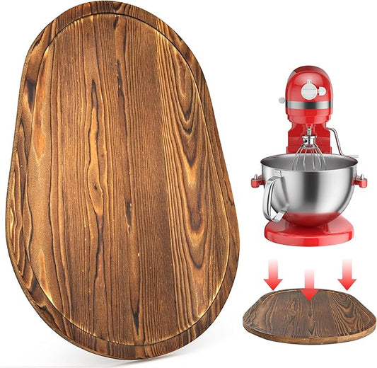 GuanQiao Food-Grade Bamboo Mixer Slider: For KitchenAid 5-8 Qt Bowl Lift Stand Mixer. Appliance Sliding Mat For Artisan, Kitchen Countertop Storage Accessories (Moving Tray)