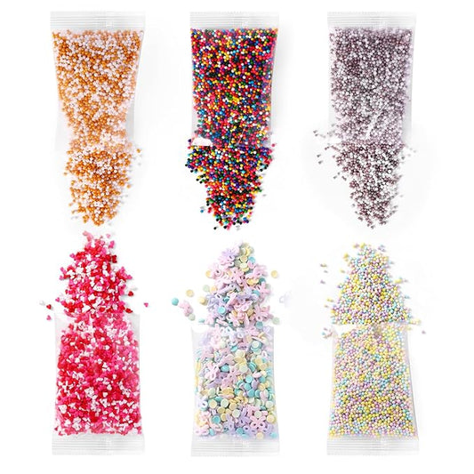 Heart Sprinkles for Cake Decorating, Cookies, Ice Cream, Cupcake Topper, 6 Packs Rainbow Nonpareils Sprinkles, Sugar Candy of assorted Sprinkles for Baking, Perfect for valentine Anniversary, Celebration Party