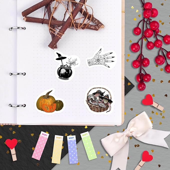 100Pcs Medieval Witch Stickers, Witchy Decals for Water Bottles - Goblincore, Magical, Dark Fantasy & Occult Stickers - Witch Party Decorations & Favors, Witchy Stuff & Gifts