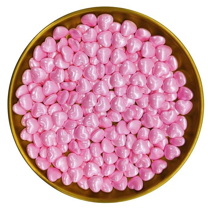 Pink Heart Sprinkles Edible Heart Cake Decorating Cake Decorations Cupcake Toppers Cookie Decorating Perfect for Cakes, Cupcakes, Desserts Toppings 3OZ