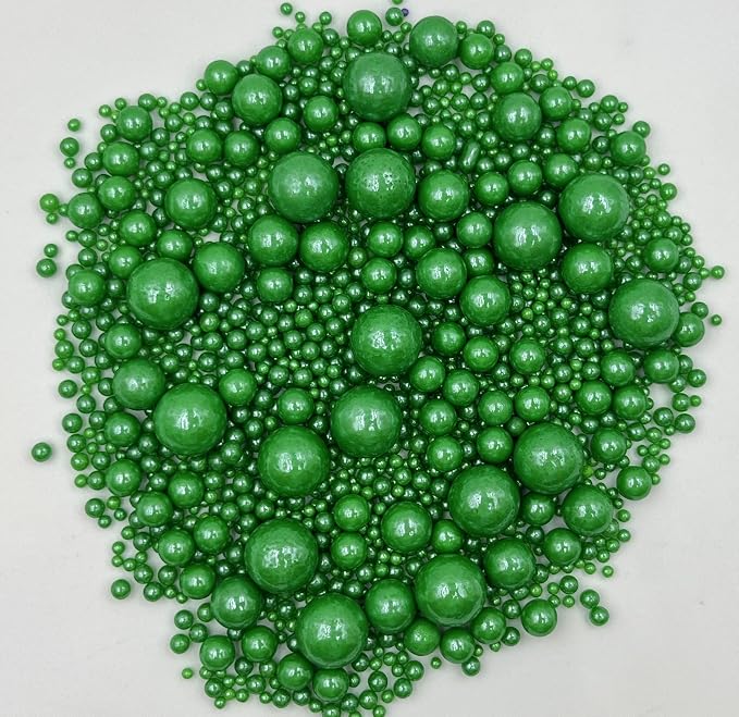 Sentovac Green Pearls Sprinkles Mix | Edible Cake Cupcake Sprinkles 1 Bottle 4.23oz/ 120g | for Wedding Party Baking Cupcake Cookie Ice Cream Decoration Supplies