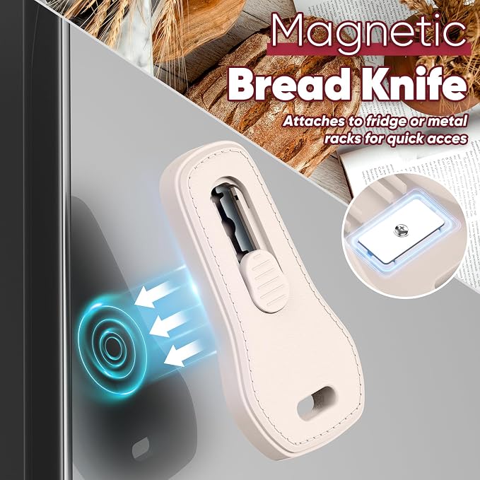 24SHEN Bread Lame, Sourdough Scoring Tool with Extractable & Magnetic, Sour Dough Tools Sourdough Cutter for Homemade Bread Making, Scoring Knife Include 5 Razor Blades-Beige & Gray