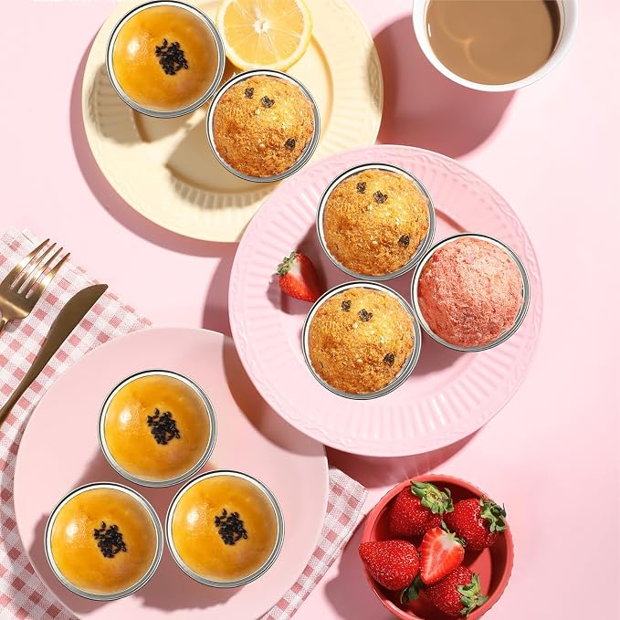 100 Pack 5oz Cupcake Pans with Dome Lids,5 oz Disposable Ramekin Cupcake Liners,Reusable Mini Muffin Case Dessert Containers for Birthday Wedding Party (Meteor Shower)