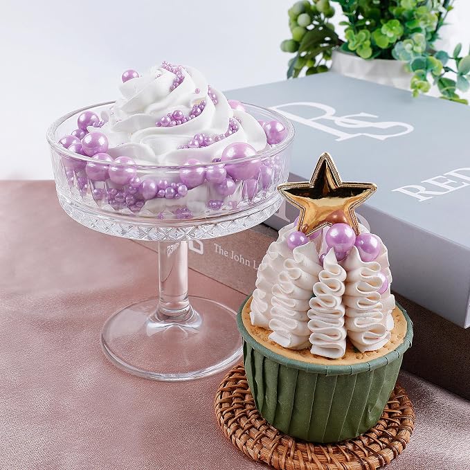 Purple Pearl Sprinkles for Cake Decorating, 11.3oz/320g Edible Pearls Sugar Large Capacity 4 Jars Set for Baking Cupcakes Cookies Dessert