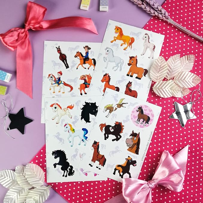 BulbaCraft 100Pcs Horse Stickers, Vinyl Horse Decals for Girls, Pony Party Supplies, Gifts for Women & Men