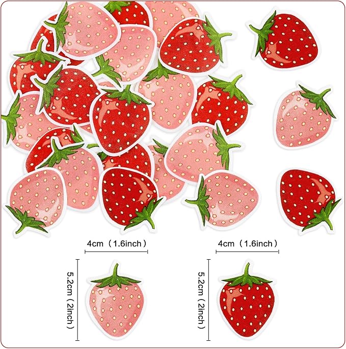 40Pcs Edible Cute Strawberry Cupcake Toppers Red Starwberry Cupcake Picks Pink Strawberries Drink Toppers for Baby Shower Boys Girls Birthday Cake Decors Sweet Fruit Party Decorations