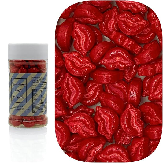 Dynastang Redlips Sprinkles Edible Redlip Cake Decorating Heart Cake Decorations Cupcake Toppers Cookie Decorating Perfect for Cakes, Cupcakes, Desserts Toppings 3OZ