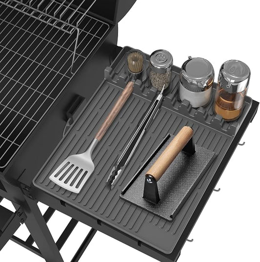 Silicone Griddle Tools Mat for Blackstone - Large Silicone Spatula Mat with Drip Pad - Griddle Mats BBQ Grill Accessories - Blackstone Griddles Accessories, Gifts for Men(Gray)