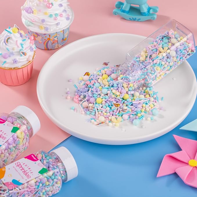 Unicorn Sprinkles Mix | Pink Blue Purple Rainbow | Sprinkles for Cake Decorating | Cupcake Toppers | Ice Cream | Cookie | Fancy Candy | 3.52oz
