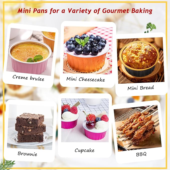 5oz Cupcake Pans with Dome Lids 100 Pack,LNYZQUS Aluminum Foil Small Cake Baking Tin,Disposable Ramekins Cupcake Baking Cups Containers,Mini Pie Pans Muffin Tins Jumbo Cupcake Liners-Pink