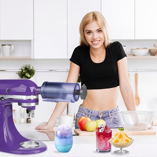 Shaved Ice Attachment for KitchenAid Stand Mixer,Upgraded Snow Cone Machine Accessory with 10Reusable Ice Molds,Professional Shaved Ice Maker Accessories for Fluffy Snow-like Texture,Fits All KA Molds
