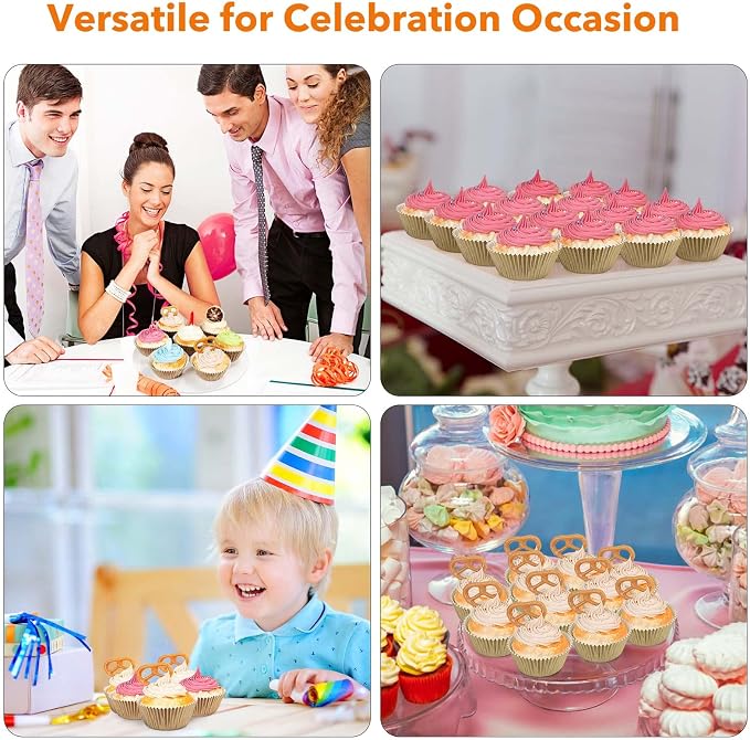 Gifbera Natural Metallic Foil Cupcake Liners - Standard Size Baking Cups Muffin Liners Paper for Celebration, 200-Count