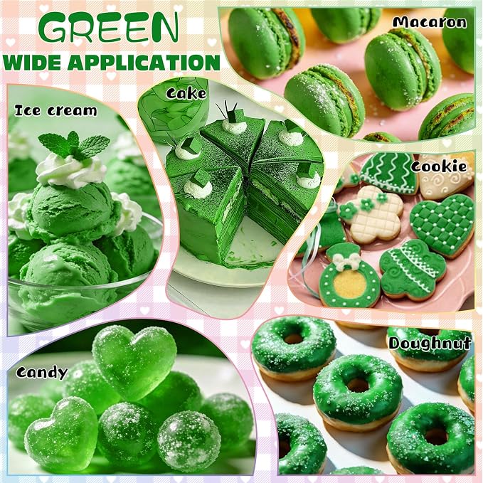 Green Natural Food Coloring - 50ml Plant Based Food Dye, No FD&C & Artificial Dyes, Gluten-Free, Food-Grade, Vibrant Liquid Colors for Icing, Baking, Cake Decorating, Frosting, Fondant, Slime - 1.69 Fl.Oz Bottles