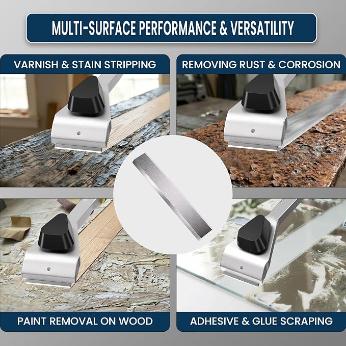 LU&MN 2.38" (60mm) Carbide Paint Scraper Blades, Double-Edged Reversible Replacement Tungsten Steel Blades 2-Pack, Extra Wear-Resistant Multi-Purpose Blades for Paint, Glue & Grout Removal