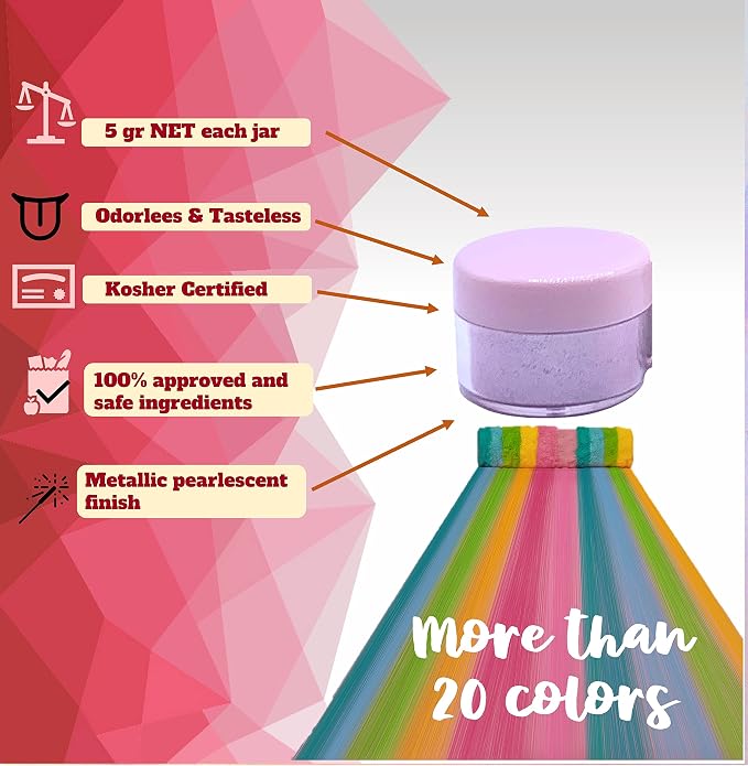 PURPLE and ORANGE Edible glitter shimmer Luster dust, dusting powder for cake paint decoration, Metallic Food paint 5 grams each jar Food grade 100% edible Kosher and Halal Certified. Halloween set