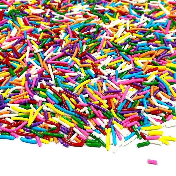 Homipooty Rainbow Jimmies Sprinkles for Cake Decorating 100g/3.5oz Rainbow Sprinkles Mix for Baking, Ice Cream Toppings, Cupcakes, Cookies, Donuts