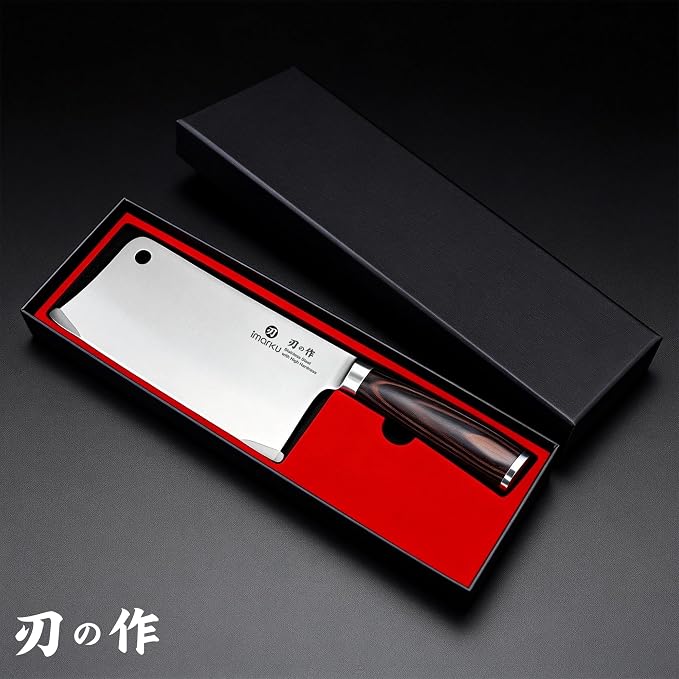 imarku Cleaver Knife 7 Inch Meat Cleaver, Japanese High Carbon Stainless Steel Butcher Knife with Ergonomic Handle, Ultra Sharp Chopping Knife, Kitchen Gadgets for Home/Restaurant, Dads Gifts