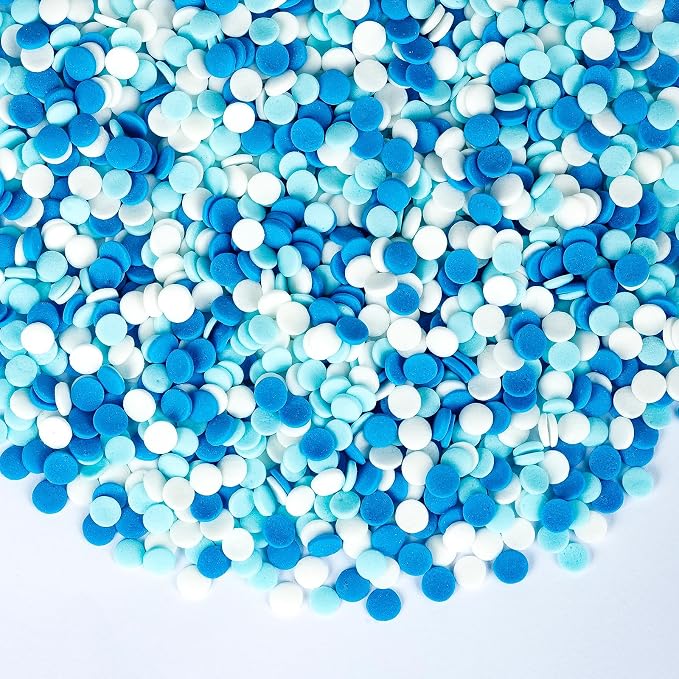 Edible Blue White Confetti Sprinkles,Round Sprinkle for Cake Decorating,Themed Edible Sugar Confettis,Princess Sugar Sprinkle Circular Candy for Baking,Cupcake Cookie Donut Desserts Decorations,Perfect for Baby Shower,Winter Frozen Baking Party Dessert...