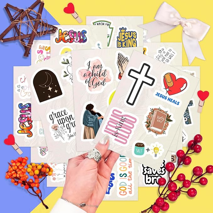100Pcs Jesus Stickers - God, Christian Stickers for Water Bottle and Laptop - Faith and Religious Gifts, Waterproof Vinyl Decals