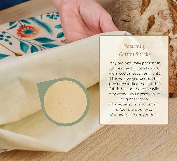 Beeswax Bread Bag for Homemade Bread & Beeswax Wrap Set, 2 XL Sourdough Bread Bags + 2 Beeswax Wraps for Food | Keep Bread Fresh, Breathable, Reusable & Less Waste Storage for Home Bakers