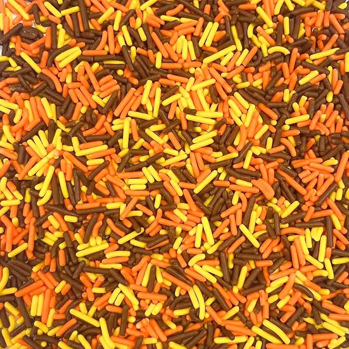 PhilaeEC Autumn Jimmies Sprinkle Edible Soft Jimmies Orange Yellow Brown Sprinkle for Cake Decoration Cupcake Topper Cookie Baking Decorations Halloween Christmas Valentine Supplies 2.75oz/78g
