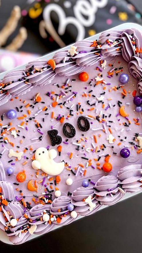 Edible Halloween Jimmies Sugar Sprinkles for Cake Decorating, Baking, Ice Cream, Cookies, Cupcake Topper Decorations,5oz (White&Orange&Black&Green&Purple)