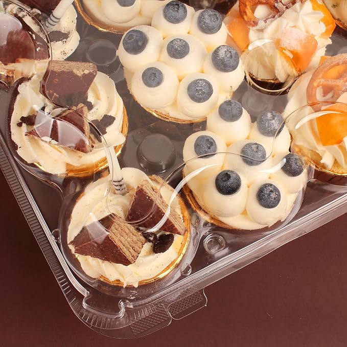 24 Count Cupcake Containers with Tall Dome Lids, 20 Pack Clear Plastic Stackable Cupcake Boxes, Detachable Covers for Frosted Cupcakes, Standard Size Cupcake Carrier for Parties, Bake Sales, Events