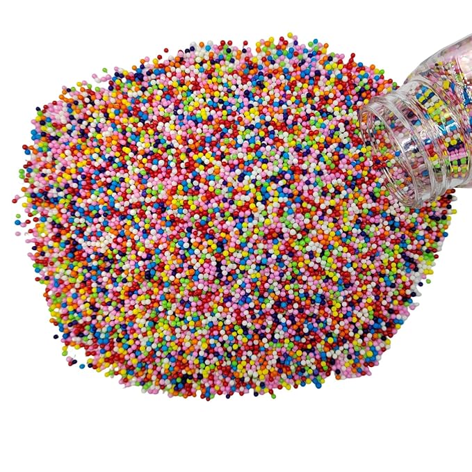 Homankit Rainbow Nonpareils Sprinkles Edible Cookie Decorations Mini Pearls for Decorating Cake, Baking, Cupcake Toppers, Ice Cream, Donuts 3.88 Ounce