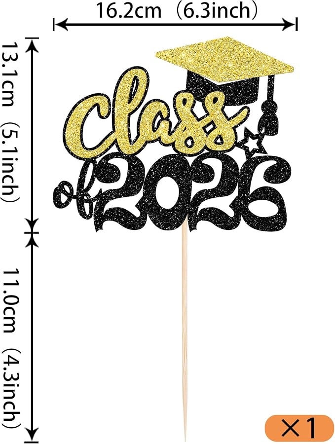 1 Pack 2026 Graduation Cake Topper Glitter Grad Cap Diploma 2026 Senior Graduation Cake Pick for 2026 School Theme Party Cupcake Decoration Supplies Green