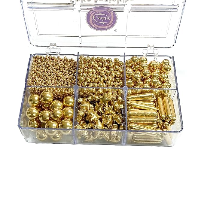 Homipooty Gold Pearl Sugar Sprinkles 130g/4.58oz Gold Pearl Star Sprinkles For Cake Decorations Wedding，Cookies，Ice Cream, Cupcake Toppers, Halloween Christmas Supplies