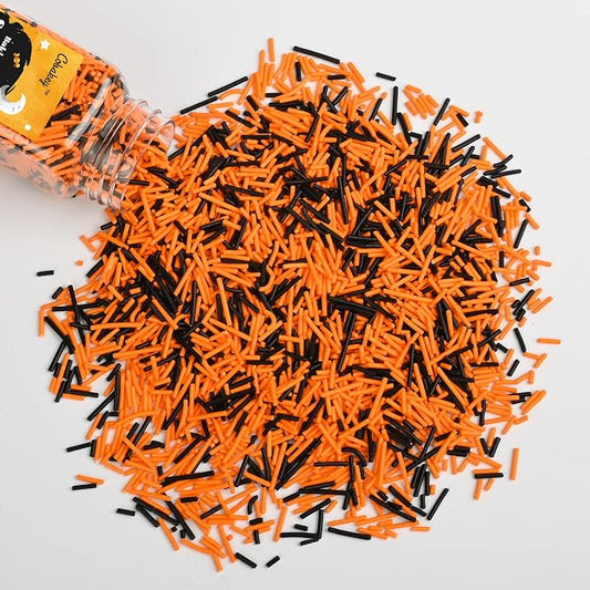 Jimmies Sprinkles for Cake Decorating, Black & Orange Sprinkles Perfect for Cupcake Toppers Wedding Party Valentines Halloween Christmas Supplies 4.23 Ounce