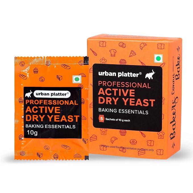 Urban Platter Active Dry Yeast | 1.76 Oz/50g (5 x 10g Packets) | Fast Rising Yeast | Gluten-Free | Long Shelf Life | Ideal for Bread, Pizza Dough, Cakes & Baking
