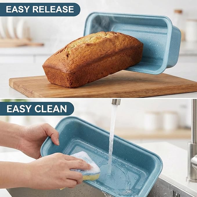 3-Piece 9x4 Inch Nonstick Loaf Pan Set, Carbon Steel Bread Baking Pans for Sourdough & Banana Bread, 450°F Oven Safe, Easy Release & Quick Cleanup