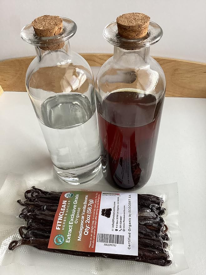 2oz Madagascar Organic Vanilla Beans Extract Exclusive Grade B. Certified USDA Organic | Weight - 2 Ounces (1/8 Lb) by FITNCLEAN VANILLA Bulk Dry Whole NON-GMO Pods