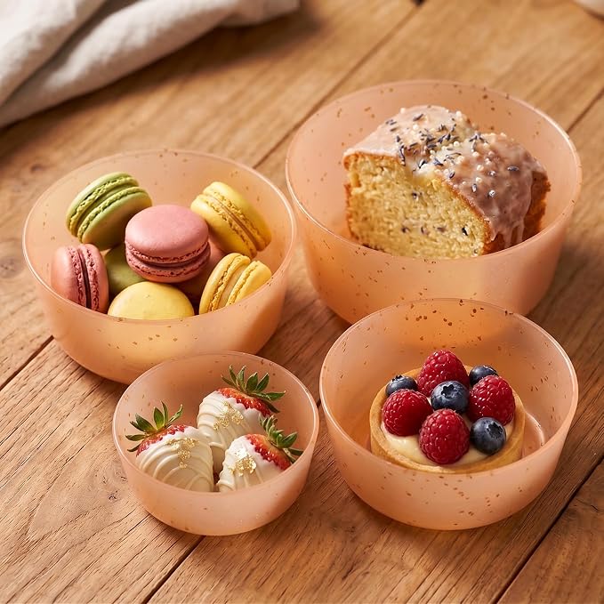 4Pcs stackable Plastic Bowls with Lids Set for Kitchen, Safe BPA Free Non Toxic Serving Bowl Bowls small