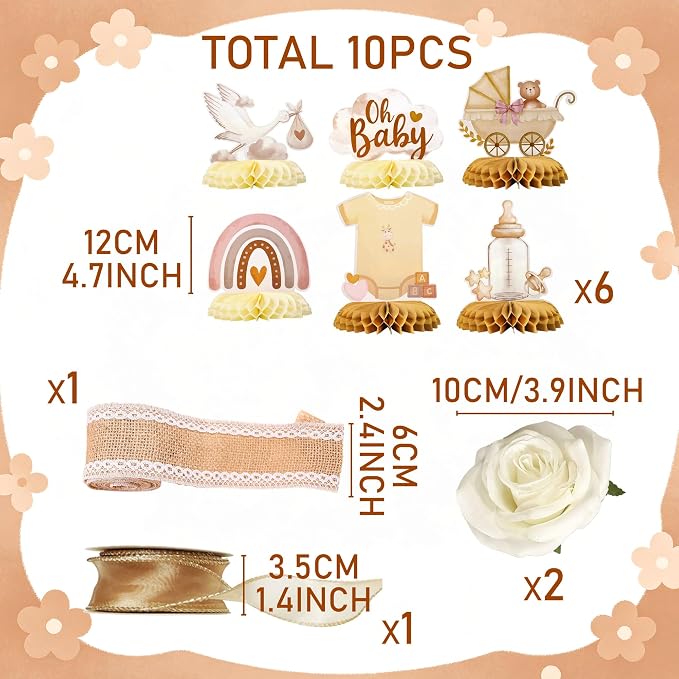 Boho Baby Shower Diaper Cake Decorating Kit Party Supplies Gender Reveal Decorations Baby Shower Gifts Cake Topper