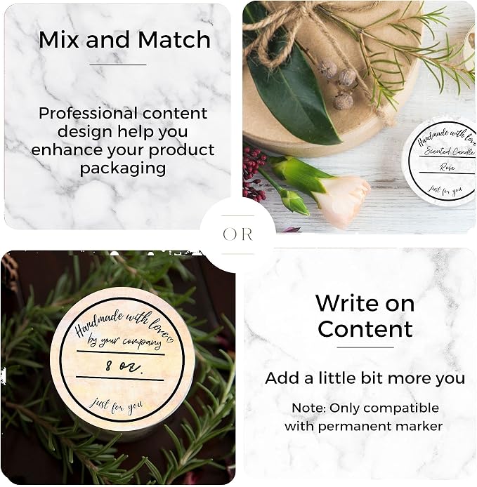 Mobiusea Creation Handmade with Love Labels Roll | 2 inch Round Cut | 500 Labels for Homemade Goods, Handmade Stickers, Small Business Supplies, Soap Candle Canning Supplies