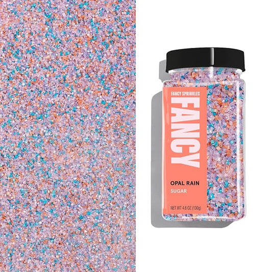 Fancy Sprinkles Opal Rain Fancy Sugar | Pearlescent Peach, Lavender & Pale Blue Sugar Crystals | Cocktail Rimming & Cookie Decorating | Baby Shower & Bridal | 1 Pack (4.6 oz)