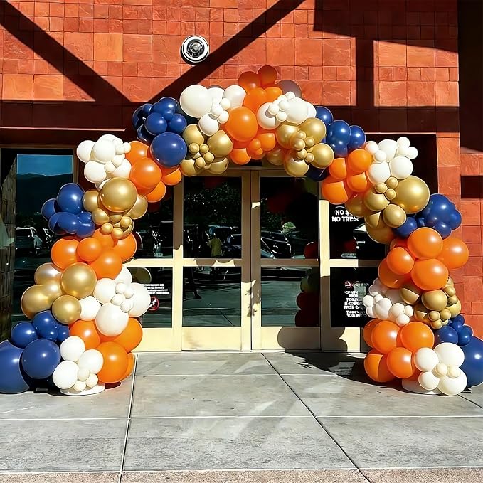 Blue and Orange Balloon Arch Kit 154pcs Orange Navy Blue White Gold and Confetti Balloons for Wedding Baby Shower Cartoon Theme Birthday Party Decorations