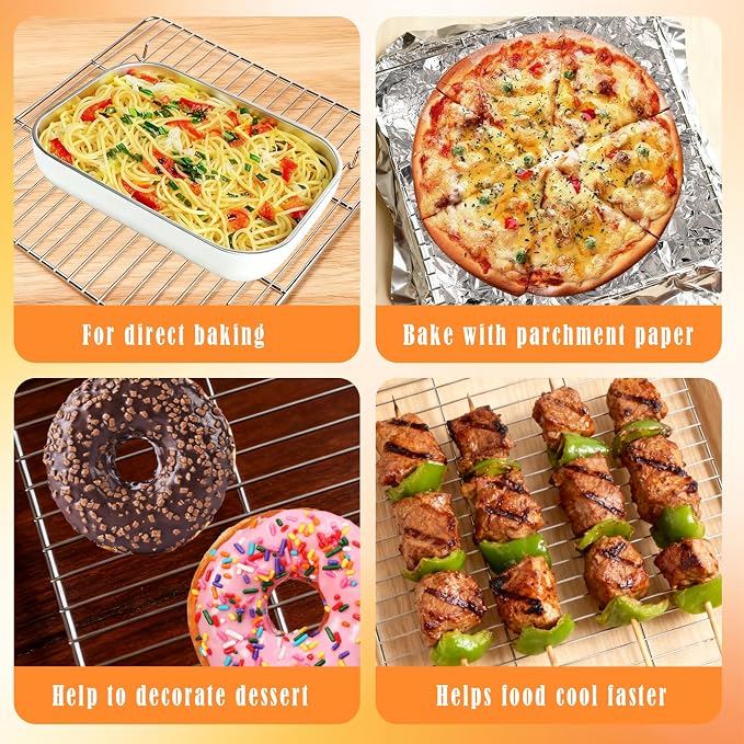 Stainless Steel Cooling & Baking Racks – Cookie Oven Rack & Bakers Rack for Kitchen, Home Baking, Cooking, Parties, Cookie,Dishwasher Safe, Compatible with Ninja MO201