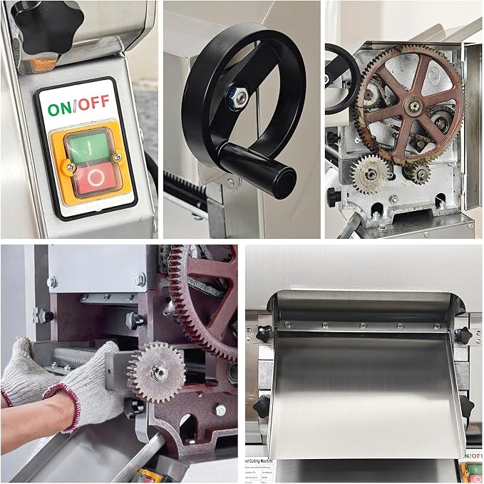 3-in-1 Commercial Pasta Maker with Dough Sheeter,Noddle Cutter & Dough Pressing Machine,Kneader,Noddle Cutter Dough Pressing Machine Suitable For Making Pizza,Noodles (3mm Noodle Knife)