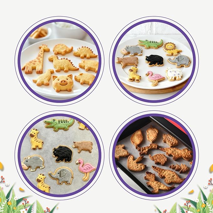 Animal Cookie Cutter Set - 12Pcs Mini Cookie Cutters Variety Pack with Dough Scraper, Stainless Steel Cookie Mold for Biscuits, Fondant, Sandwiches and Pancakes