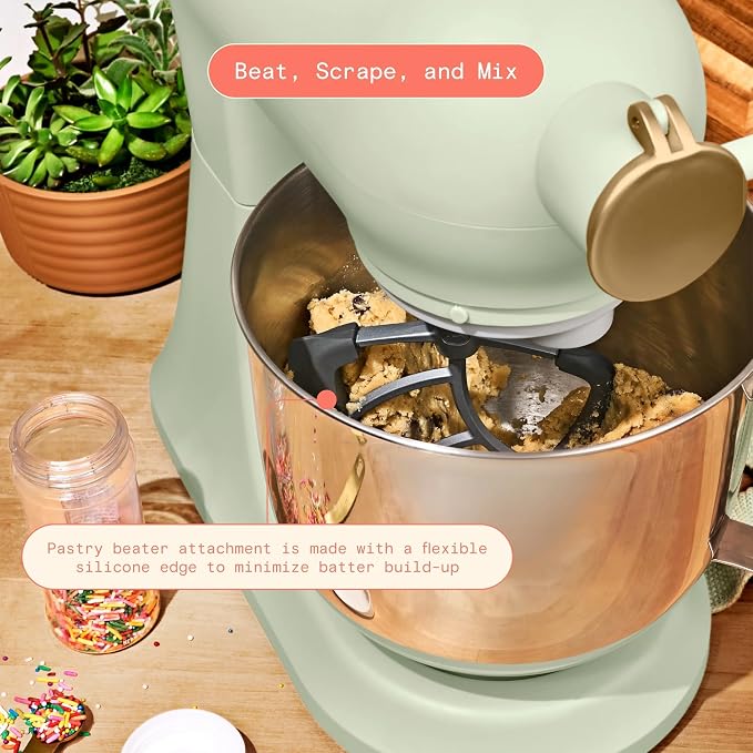 6 Quart Stand Mixer, 600W Tilt-Head Electric Kitchen Mixer with 12 Speeds, Stainless Steel Bowl, Dough Hook, Whisk & Beater, Multifunction Food Mixer (Sage Green)