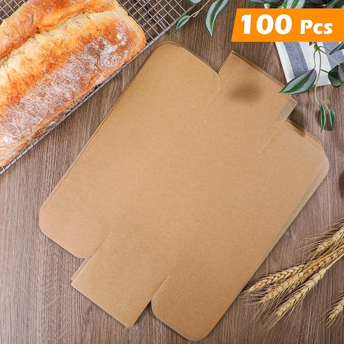 Webake Pre-Cut Unbleached Parchment Paper Loaf Pan Liners, Non-Stick Baking Paper for 8.5 x 4.5, 9 x 5 & 10 x 5 Inch Bread Pans, Fits 1lb, 1.5 lb & 2 lb Loaves, 100pcs